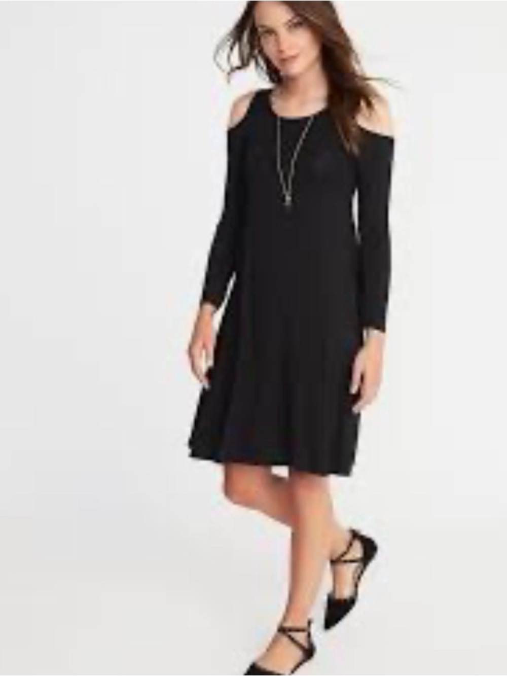 Old Navy Swing Dress Cold Shoulder Long Sleeve Casual Blue Dress XS